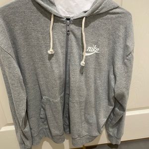 Nike cropped zip front hoodie white gray only worn once